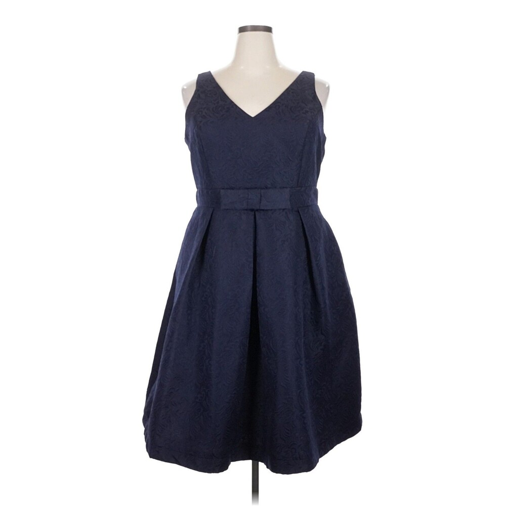 Fit and Flare Classic Wedding Guest Cocktail Dress Navy Blue City Chic Plus 18